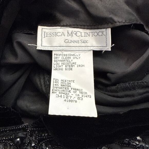 Gunne Sax Jessica McClintock Black Velvet Dress - Picture 2 of 11